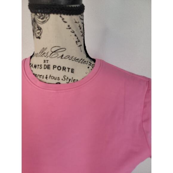 ATM Anthony Thomas Melillo T-shirt Dress Sz Large Barbie Pink Stretch Crewneck - Picture 4 of 11